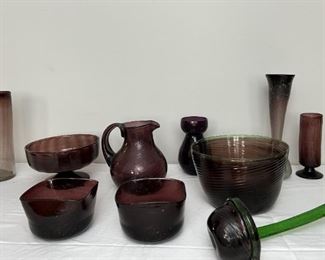 Collection of Handmade Amethyst Art Glass