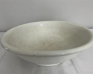 Antique 14" White Glazed Earthenware Bowl 