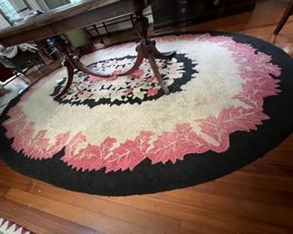 Oval 14' X 8.5' Antique American Hooked Rug 