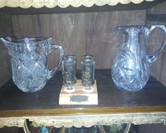 Crystal Pitchers. Mint condition. One of the pitchers is crystal lead 24%.