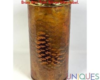 Lot 4 Italian Designer Copper Umbrella Stand. Twisted Brass Rim Trim. Ethan Allen label.