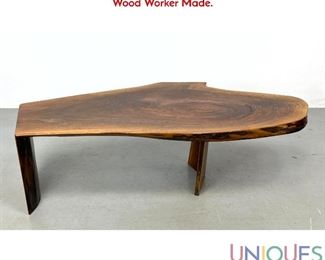 Lot 7 Modern Live Edge Tree Slice Slab Top Coffee Table. Studio Wood Worker Made.