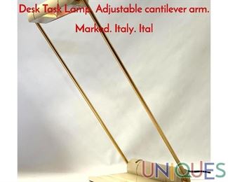 Lot 12 FRATELLI MARTINI Brass, Enamel Paint Desk Task Lamp. Adjustable cantilever arm. Marked. Italy. Ital