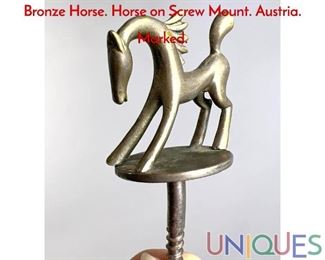 Lot 21 Wiener Werkstatte KARL HAGENAUER Bronze Horse. Horse on Screw Mount. Austria. Marked.