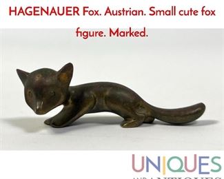 Lot 23 Wiener Werkstatte KARL HAGENAUER Fox. Austrian. Small cute fox figure. Marked.