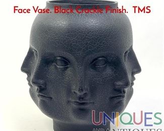 Lot 30 PIERO FORNASETTI style Multi Face Vase. Black Crackle Finish. TMS