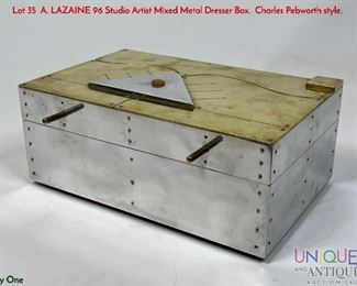 Lot 35 A. LAZAINE 96 Studio Artist Mixed Metal Dresser Box. Charles Pebworth style.