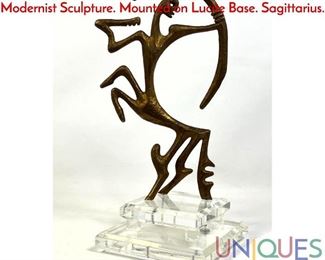 Lot 44 FREDERICK WEINBERG Metal Centaur Modernist Sculpture. Mounted on Lucite Base. Sagittarius.
