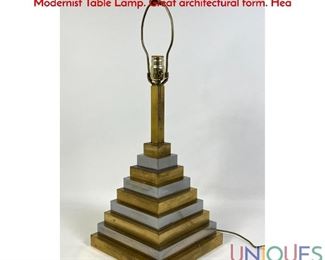 Lot 51 Industrial Style Table Lamp. Stepped Mixed Metal Modernist Table Lamp. Great architectural form. Hea