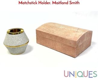 Lot 85 Shagreen Box and Shagreen and Brass Matchstick Holder. Maitland Smith