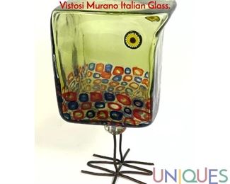 Lot 86 ALESSANDRO PIANON Pulcini Art Glass Bird. Vistosi Murano Italian Glass.