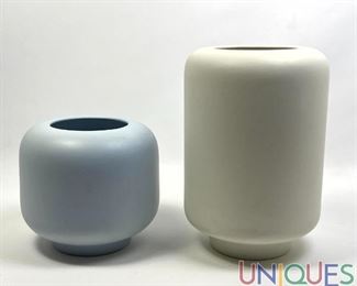 Lot 87 2pc GUCCI Italy Glazed Pottery Vases. Marked.