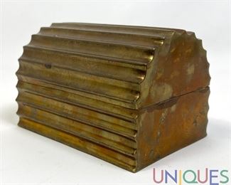 Lot 117 Italian Fluted Brass Box. Hinged Dome Top Lid.