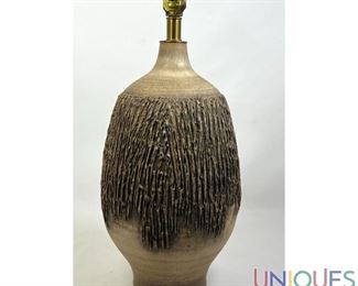 Lot 136 Large Design Technics Style Table Lamp. Carved body.