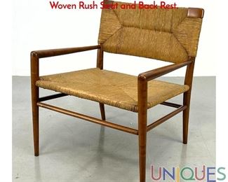 Lot 142 MEL SMILOW Woven Rush Lounge Chair. Woven Rush Seat and Back Rest.