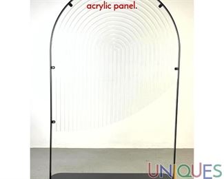 Lot 152 Metal and lucite standing sculpture. Ribbed acrylic panel.