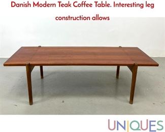 Lot 156 HANS WEGNER for JOHANNES HANSEN Danish Modern Teak Coffee Table. Interesting leg construction allows