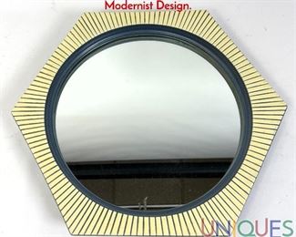 Lot 167 Hexagonal Art Pottery Frame Wall Mirror. Modernist Design.