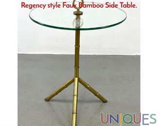 Lot 168 Italian Faux Bamboo Drink Stand. Glass Top Regency style Faux Bamboo Side Table.