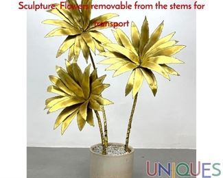 Lot 169 Brutalist Metal Flower Stems in Flower Pot Sculpture. Flowers removable from the stems for transport