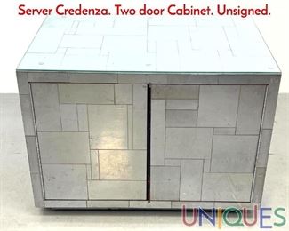 Lot 174 Paul Evans Chrome Stainless Cityscape Server Credenza. Two door Cabinet. Unsigned.