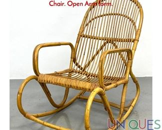 Lot 179 Bentwood Rattan Modernist Rocker Rocking Chair. Open Arm form.