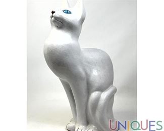 Lot 184 Glazed Italian Ceramic Cat Figurine sculpture.