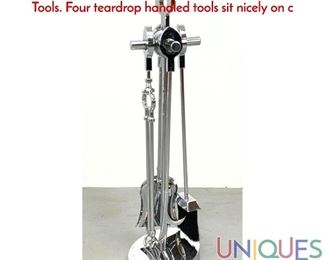 Lot 185 Virginia Metalcrafters Style Modernist Fireplace Tools. Four teardrop handled tools sit nicely on c