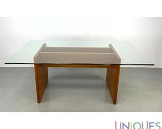 Lot 199 Danish Modern Teak Dining Table with 6 Glass Top.