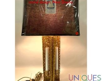 Lot 201 MARCELLO FANTONI style Table Lamp. Pierced metal design. New Shade.