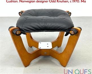 Lot 203 IMG Luna Modernist Ottoman. Black Leather Seat Cushion. Norwegian designer Odd Knutsen, c 1970. Ma