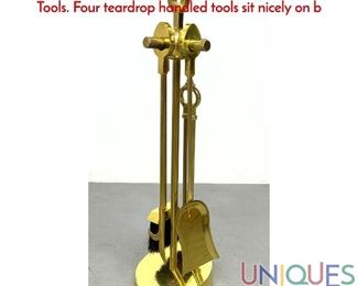 Lot 216 Virginia Metalcrafters Style Modernist Fireplace Tools. Four teardrop handled tools sit nicely on b