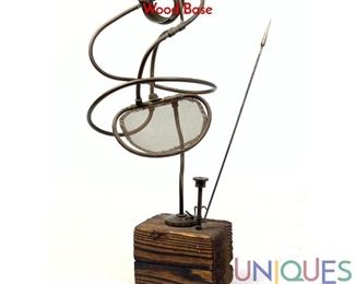Lot 220 Abstract Soldered Copper Tube Sculpture on Wood Base