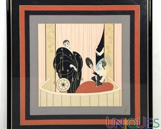 Lot 228 Erte Print on linen framed under glass.