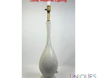 Lot 265 Eggshell Crackle Glazed Porcelain Long Necked Table Lamp. Modernist Lighting