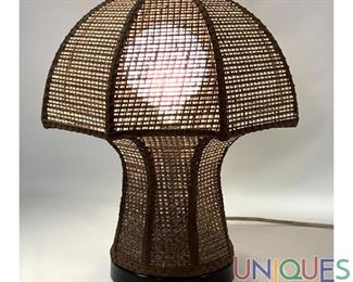 Lot 273 70s Wicker Mushroom Lamp.