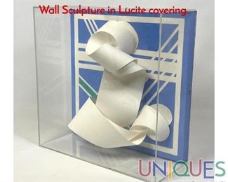 Lot 280 FRANK PIETRUCHA Mixed Media Wall Sculpture in Lucite covering.