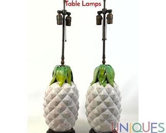 Lot 287 Pair of Italian Ceramic Figural Pineapple Table Lamps