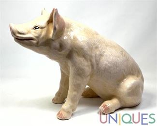 Lot 307 Glazed Italian Ceramic Pig Figure Sculpture.