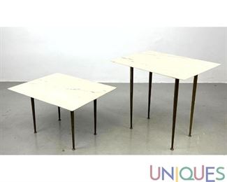 Lot 315 Italian Marble Top and Brass Leg Tables