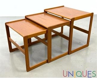 Lot 318 3pc Danish modern teak nesting tables