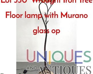 Lot 330 Wrought Iron Tree Floor lamp with Murano glass op