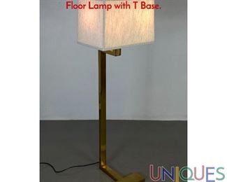 Lot 336 DESIGN INSTITUTE of AMERICA Style Brass Floor Lamp with T Base.