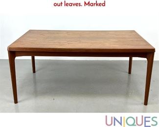 Lot 342 VEJLE STOLE Teak refractory dining table. Pull out leaves. Marked