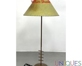 Lot 354 Art Deco Atomic Metal Floor Lamp. Period Vellum Shade.