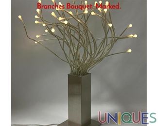 Lot 357 IKEA Stainless Vase with LED Wired Light Branches Bouquet. Marked.