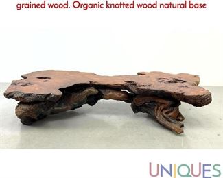 Lot 361 Natural Wood Burl Live Edge Coffee Table. Richly grained wood. Organic knotted wood natural base