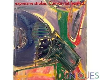 Lot 373 Abstract Modernist Acrylic Painting. Colorful expressive strokes. Canvas not framed.