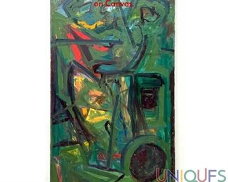 Lot 374 Modernist Abstract Expressionist Painting. Acrylic on Canvas.
