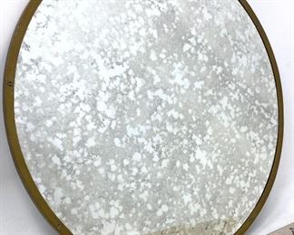 Lot 375 Restoration Hardware Large Round Steel Frame Mirror with screw design in fame. Unmarked.